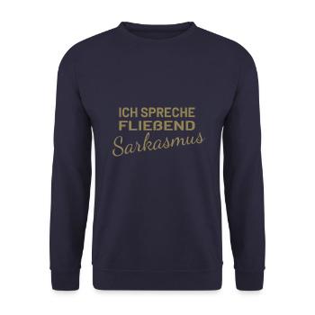 Ich spreche fließend Sarkasmus - Unisex Pullover - Navy - Vorne - Alina (178cm) & Michal (187cm)