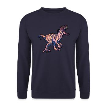 Fête d’anniversaire colorée T-Rex Dinosaur Dino pour enfants - Sweat-shirt Unisexe - marine - Devant - Alina (178cm) & Michal (187cm)
