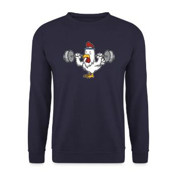 Poulet poulet fitness gym sport hanté protéines - Sweat-shirt Unisexe - marine - Devant - Alina (178cm) & Michal (187cm)