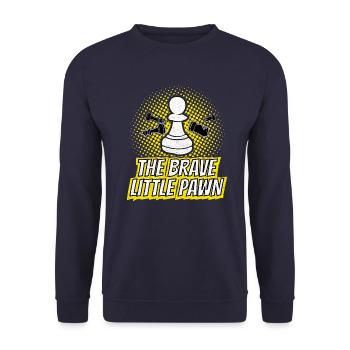 Das mutige kleine Pfandgeschenk - Unisex Pullover - Navy - Vorne - Alina (178cm) & Michal (187cm)