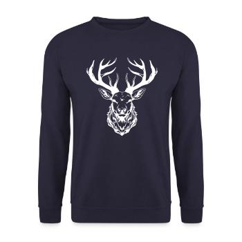 Deer Head - Unisex Sweatshirt - navy - Front - Alina (178cm) & Michal (187cm)