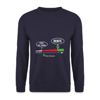 Rente Lebenslinie Ernst des Lebens lustig Rentner - Unisex Pullover - Navy - Vorne - Alina (178cm) & Michal (187cm)