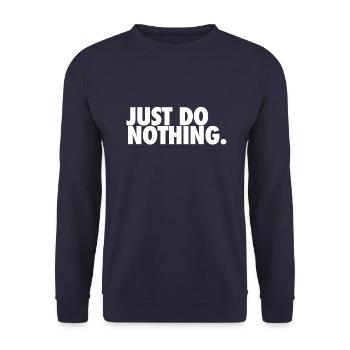 Just do nothing Shirt Design Chillen weiss - Unisex Pullover - Navy - Vorne - Alina (178cm) & Michal (187cm)