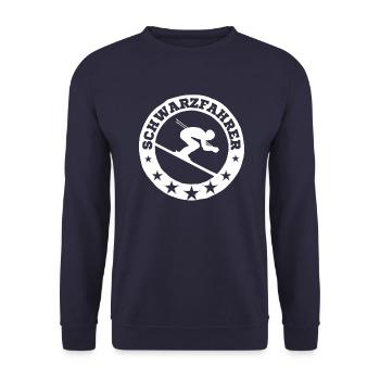 Schwarzfahrer Ski Skifahrer schwarze Piste - Unisex Pullover - Navy - Vorne - Alina (178cm) & Michal (187cm)
