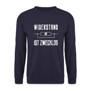 Widerstand ist zwecklos Grunge Look - Unisex Pullover - Navy - Vorne - Alina (178cm) & Michal (187cm)