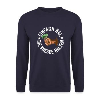 Einfach mal die Kresse halten - Unisex Pullover - Navy - Vorne - Alina (178cm) & Michal (187cm)