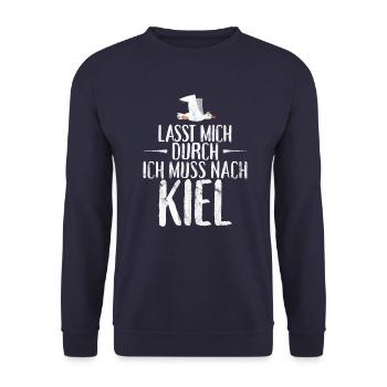 Lasst mich durch ich muss nach Kiel Möwe - Unisex Pullover - Navy - Vorne - Alina (178cm) & Michal (187cm)