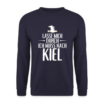 Lasst mich durch ich muss nach Kiel Möwe - Unisex Pullover - Navy - Vorne - Alina (178cm) & Michal (187cm)