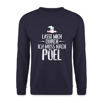 Lasst mich durch ich muss nach Poel Möwe - Unisex Pullover - Navy - Vorne - Alina (178cm) & Michal (187cm)
