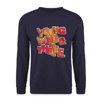 Young Wild Three 3 Geburtstag 4 - Unisex Pullover - Navy - Vorne - Alina (178cm) & Michal (187cm)