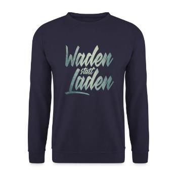 Waden statt Laden Fahrrad E-Bike Radtrikot - Unisex Pullover - Navy - Vorne - Alina (178cm) & Michal (187cm)