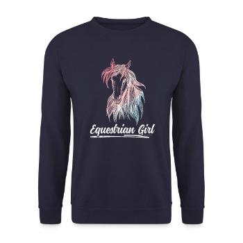 Equestrian Girl Horse Riding Dressage - Unisex Sweatshirt - navy - Front - Alina (178cm) & Michal (187cm)