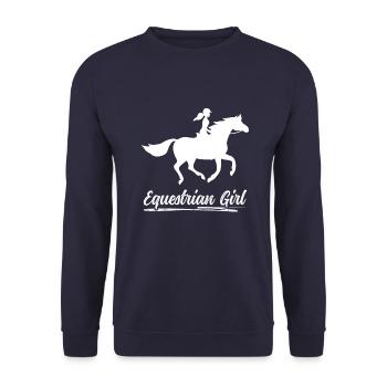 Equestrian Girl Horse Riding Dressage - Unisex Sweatshirt - navy - Front - Alina (178cm) & Michal (187cm)