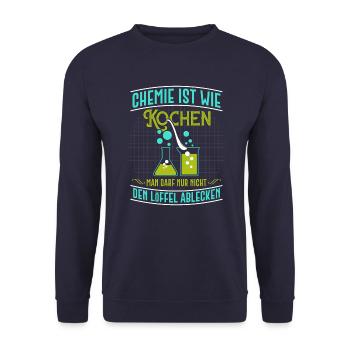 Chemistry Is Like Cooking Funny Chemist Lab - Unisex Sweatshirt - navy - Front - Alina (178cm) & Michal (187cm)