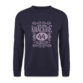 44. Geburtstag ich bin 44 Jahre alt - Unisex Pullover - Navy - Vorne - Alina (178cm) & Michal (187cm)