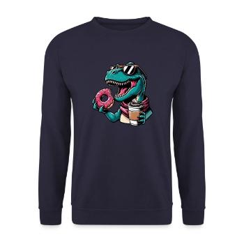 Sweet Dino T-Rex Donut Café - Sweat-shirt Unisexe - marine - Devant - Alina (178cm) & Michal (187cm)