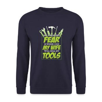 Handwerker Angst Frau verkauft mein Werkzeug - Unisex Pullover - Navy - Vorne - Alina (178cm) & Michal (187cm)