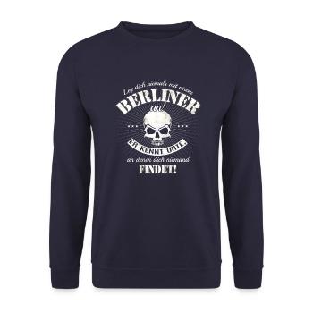 Berlin / Berliner - Unisex Pullover - Navy - Vorne - Alina (178cm) & Michal (187cm)