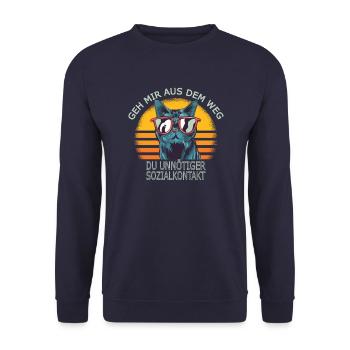 Geh mir aus dem Weg du unnötiger Sozialkontakt Cat - Unisex Pullover - Navy - Vorne - Alina (178cm) & Michal (187cm)