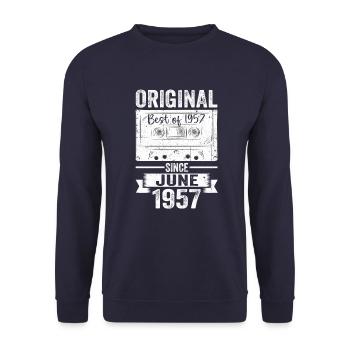 Original June 1957 65th Birthday Gift Men - Unisex Sweatshirt - navy - Front - Alina (178cm) & Michal (187cm)
