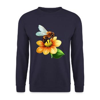 Honey bee at work: bloom pollination design - Unisex Sweatshirt - navy - Front - Alina (178cm) & Michal (187cm)