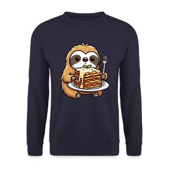 Sloth Pasta Lasagna Italian Food - Unisex Sweatshirt - navy - Front - Alina (178cm) & Michal (187cm)