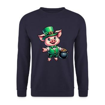 Sweet St. Patrick's Piggy - Unisex Sweatshirt - navy - Front - Alina (178cm) & Michal (187cm)