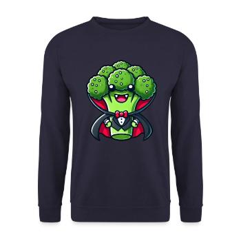 Mignon Halloween Brocoli Vampire Dessin animé - Sweat-shirt Unisexe - marine - Devant - Alina (178cm) & Michal (187cm)