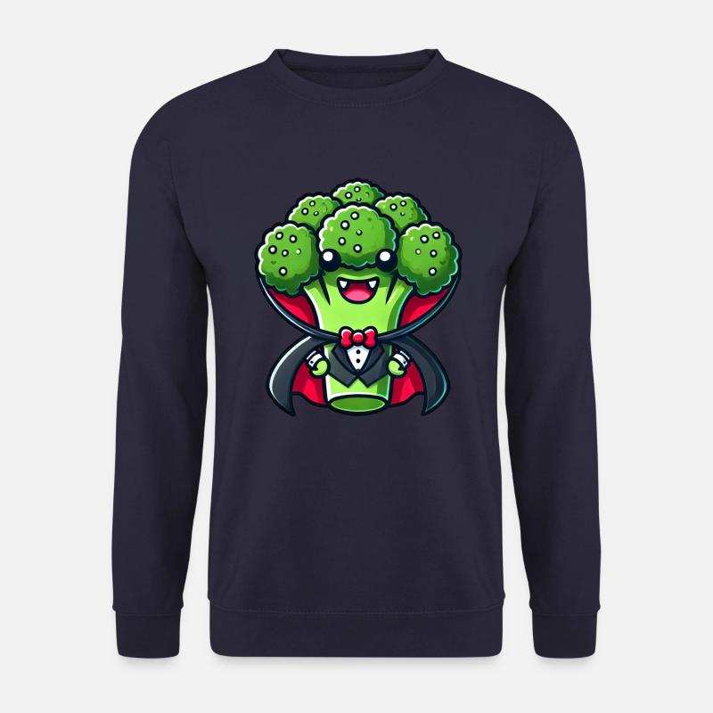 Cute Halloween Broccoli Vampire Cartoon - Unisex Sweatshirt - navy