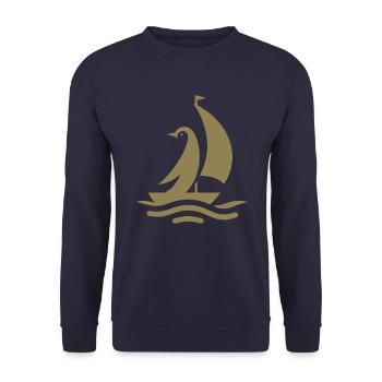 Pinguin Segelboot Segeln Silhouette Minimalistisch - Unisex Pullover - Navy - Vorne - Alina (178cm) & Michal (187cm)