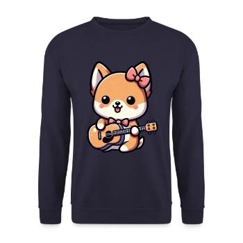 Chien jouant de la guitare Musical Pup Kid’s Tee - Sweat-shirt Unisexe - marine - Devant - Alina (178cm) & Michal (187cm)