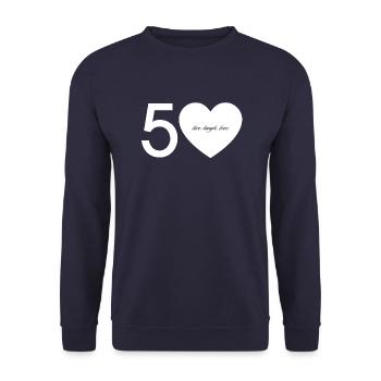 50 avec cœur - vivre. rire. Amour. - Sweat-shirt Unisexe - marine - Devant - Alina (178cm) & Michal (187cm)