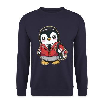 Japanese kawaii penguin with school uniform. - Unisex Sweatshirt - navy - Front - Alina (178cm) & Michal (187cm)