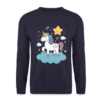 Licorne magique et imaginative avec des étoiles - Sweat-shirt Unisexe - marine - Devant - Alina (178cm) & Michal (187cm)