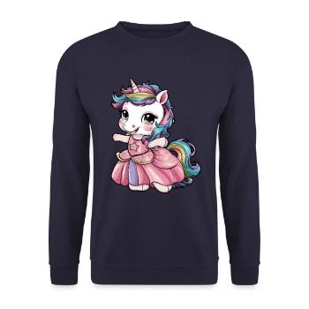 Kawaii unicorn with fairytale dress - Unisex Sweatshirt - navy - Front - Alina (178cm) & Michal (187cm)