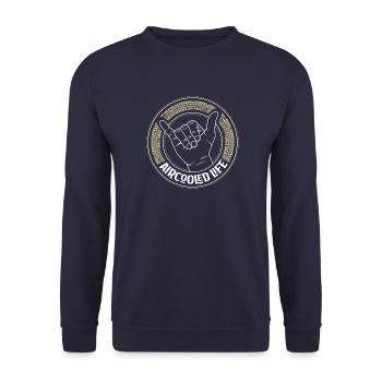 Air refroidi Vdub Greeting / Vague Shaka - Aircooled - Sweat-shirt Unisexe - marine - Devant - Alina (178cm) & Michal (187cm)