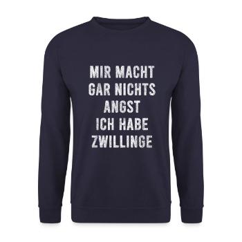 Zwillingspapa Zwillingsvater Papa Vater Zwillinge - Unisex Pullover - Navy - Vorne - Alina (178cm) & Michal (187cm)