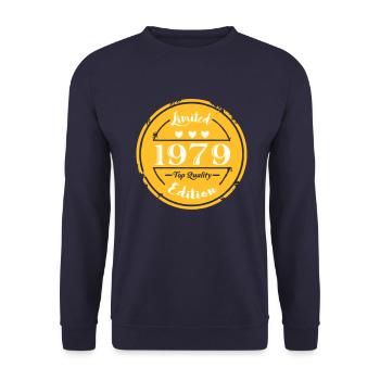1979 Vintage Birthday Geburtstag 2 - Unisex Pullover - Navy - Vorne - Alina (178cm) & Michal (187cm)