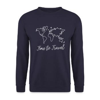Reisen Reisender Fernweh Shirt Weltkarte Geschenk - Unisex Sweatshirt - navy - Front - Alina (178cm) & Michal (187cm)