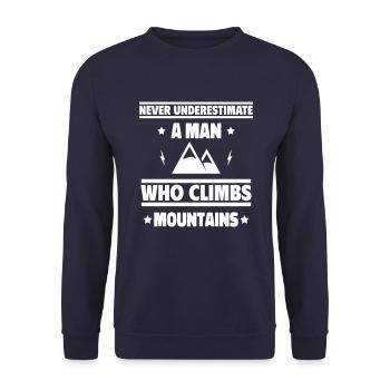 Unterschätze niemals einen Mann, der klettert - Unisex Pullover - Navy - Vorne - Alina (178cm) & Michal (187cm)