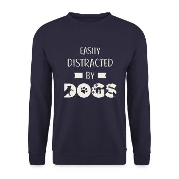 Easily Distracted by Dogs Hundefreund - Unisex Pullover - Navy - Vorne - Alina (178cm) & Michal (187cm)