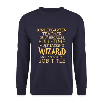 Kindergarten teacher Wizard - Unisex Sweatshirt - navy - Front - Alina (178cm) & Michal (187cm)
