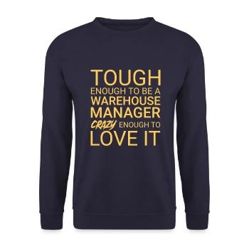 Warehouse Manager Crazy - Unisex Pullover - Navy - Vorne - Alina (178cm) & Michal (187cm)