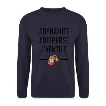 J'dynamite t-shirt citations cadeau humour - Sweat-shirt Unisexe - marine - Devant - Alina (178cm) & Michal (187cm)