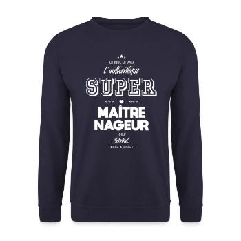 L authentique super maitre nageur génial - Sweat-shirt Unisexe - marine - Devant - Alina (178cm) & Michal (187cm)