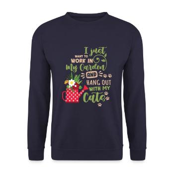 I Just Want To Work In My Garden And Hangout With - Unisex Pullover - Navy - Vorne - Alina (178cm) & Michal (187cm)