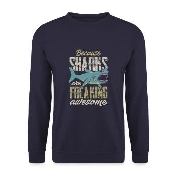 Parce que les requins sont géniaux - Shark Lover - Sweat-shirt Unisexe - marine - Devant - Alina (178cm) & Michal (187cm)