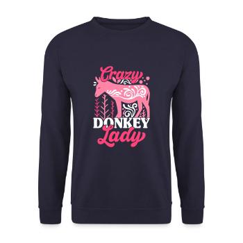 Crazy Donkey Lady Funny Donkey - Unisex Sweatshirt - navy - Front - Alina (178cm) & Michal (187cm)