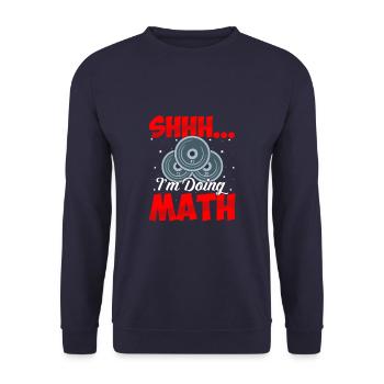 Je fais des maths drôles d’haltérophilie Musculation - Sweat-shirt Unisexe - marine - Devant - Alina (178cm) & Michal (187cm)