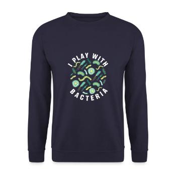 I Play With Bacteria Funny Micobiology - Unisex Sweatshirt - navy - Front - Alina (178cm) & Michal (187cm)